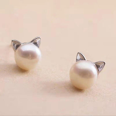 Cat Pearl Earrings Earrings KittyNook Cat Company